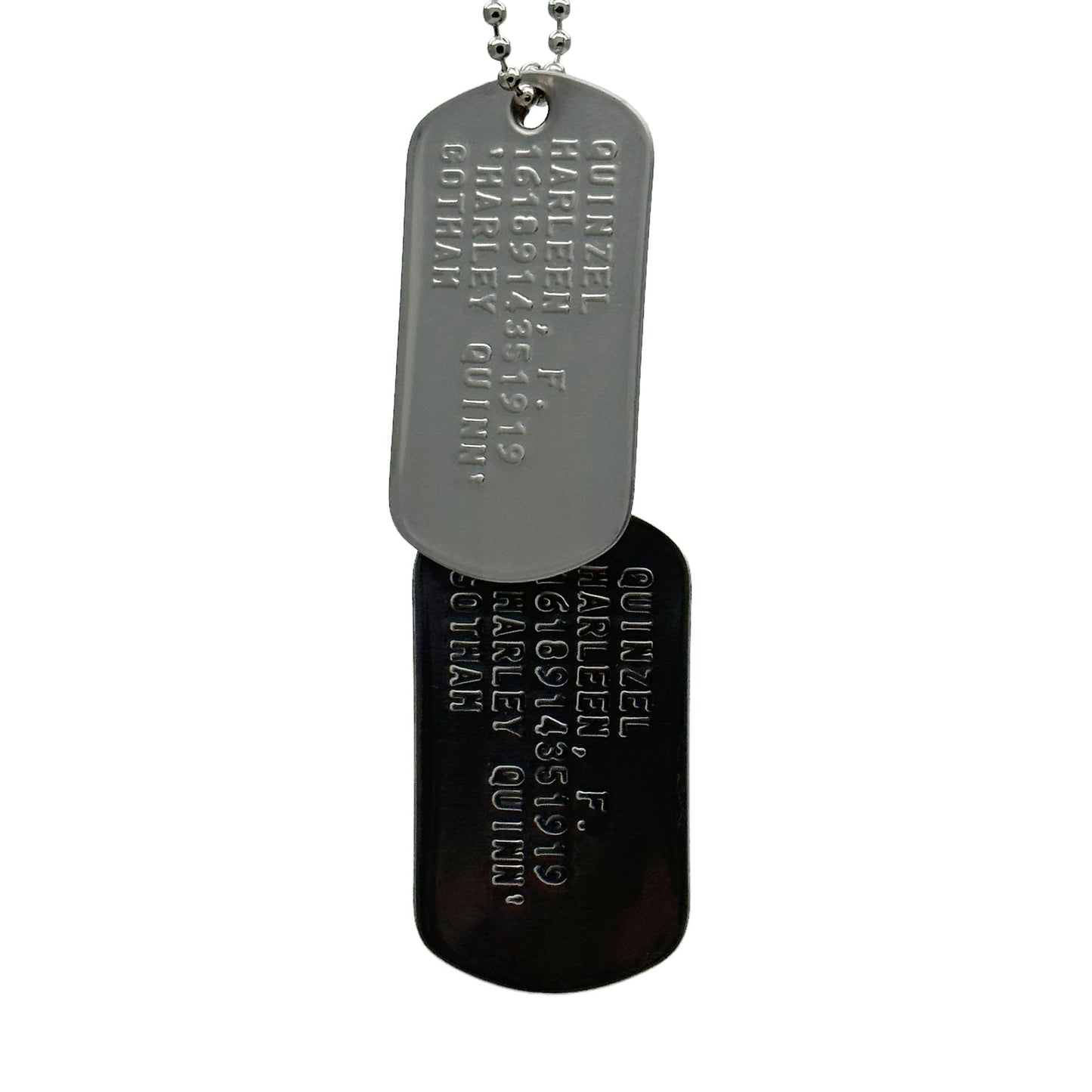 'Harley Quinn' Dog Tags - Costume Cosplay Prop Replica Military - Stainless Steel Chains Included