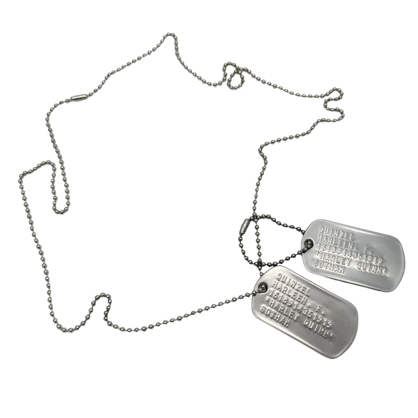 'Harley Quinn' Dog Tags - Costume Cosplay Prop Replica Military - Stainless Steel Chains Included