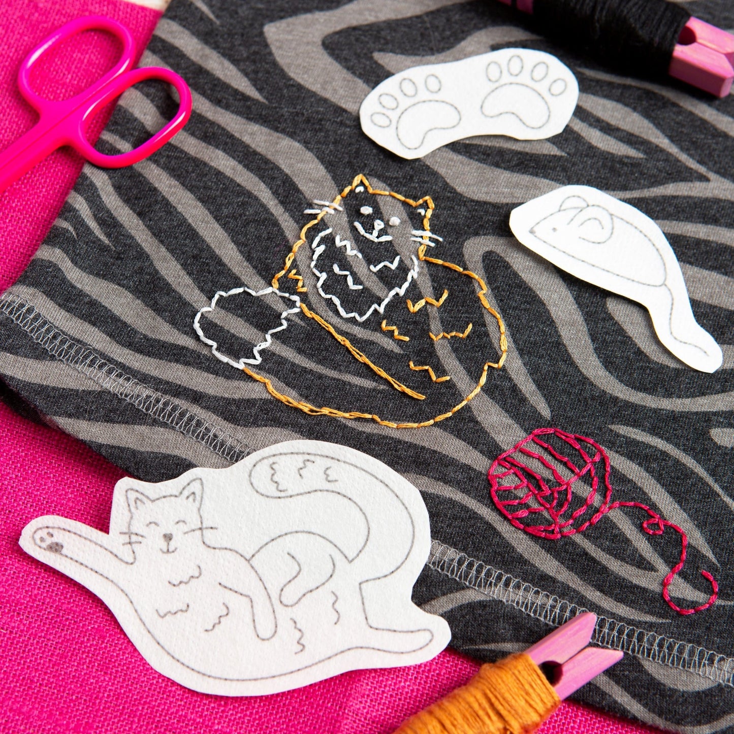 Curious Cats Stick & Stitch Embroidery Pack
