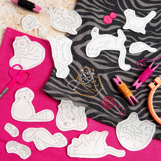 Curious Cats Stick & Stitch Embroidery Pack
