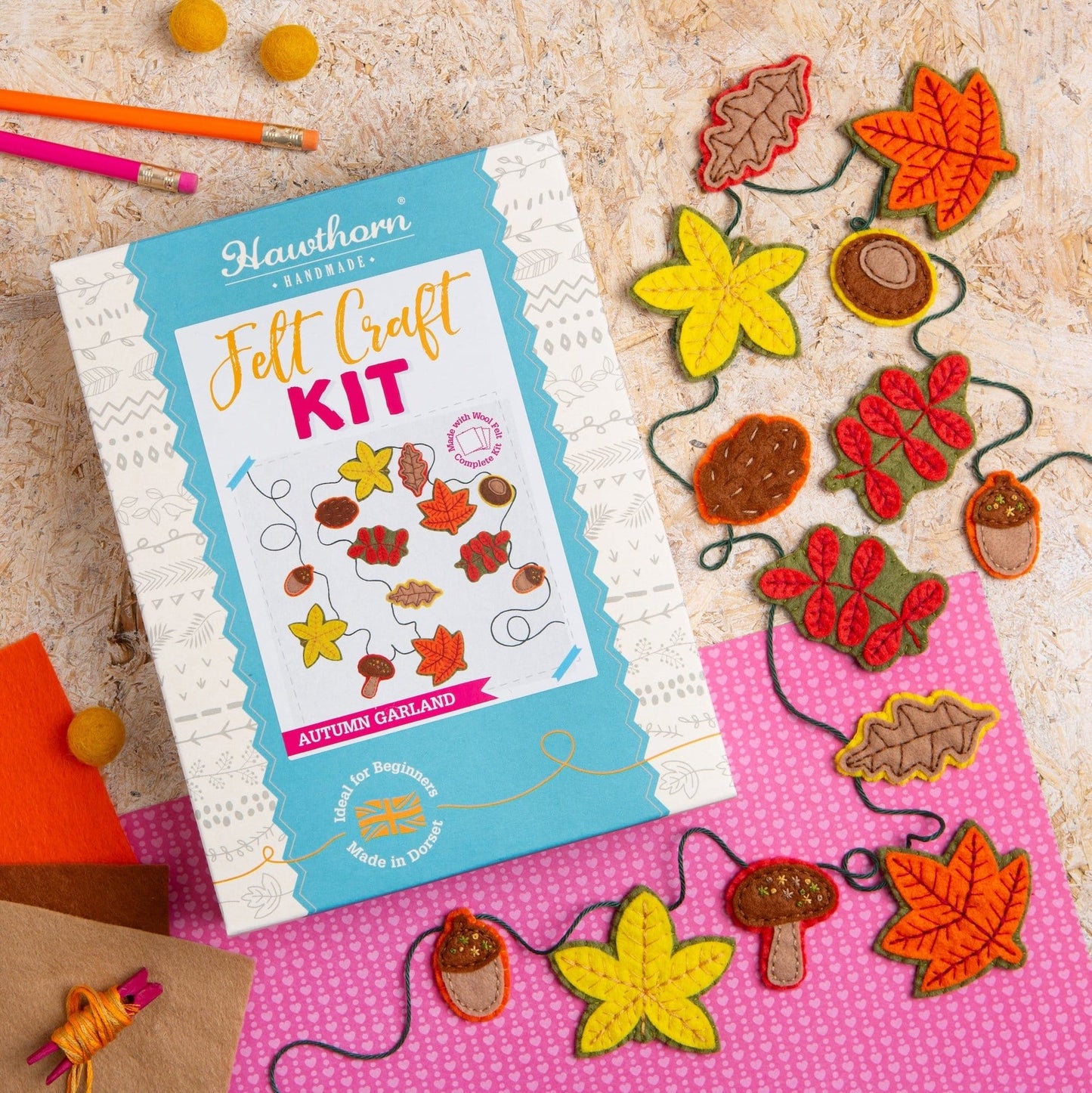 Autumn Garland Fall Leaves Felt Craft Kit for Beginners