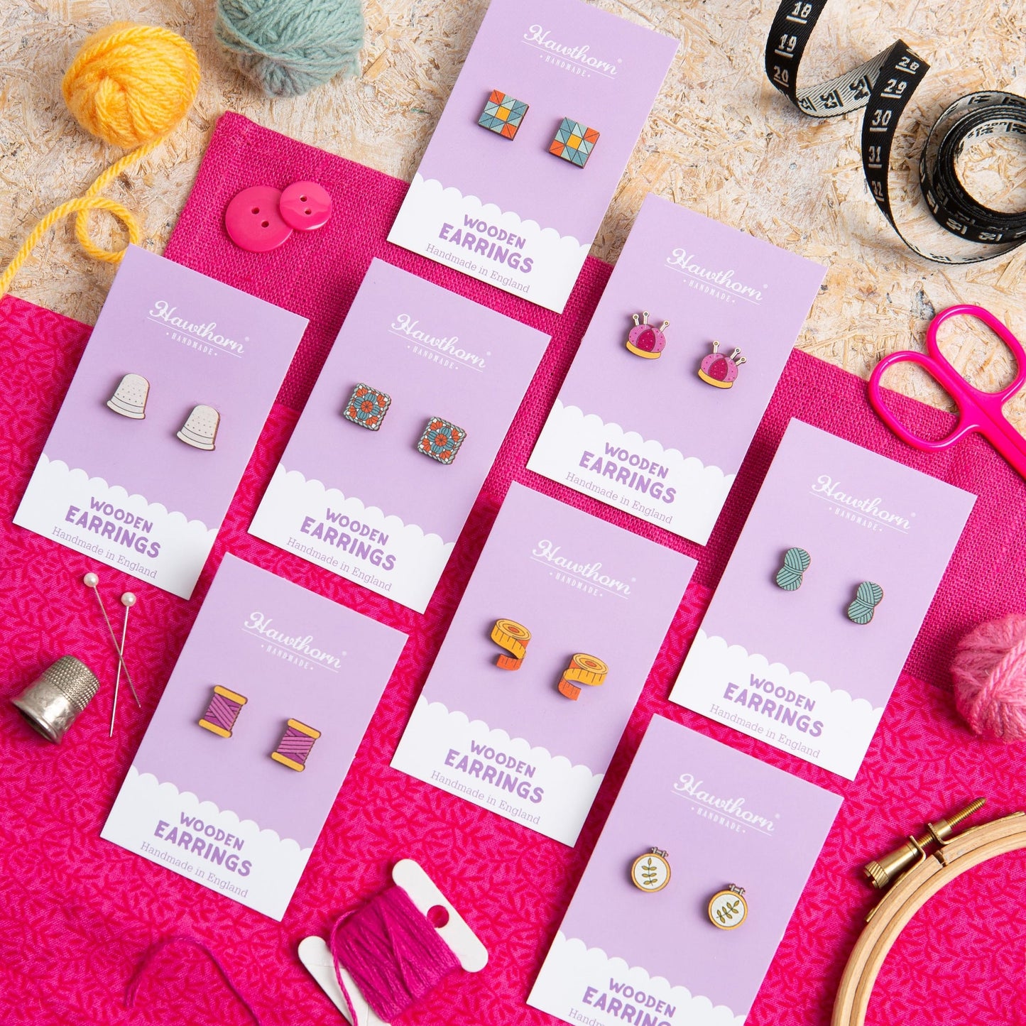 Thimble Wooden Earrings  - Sewing Gift