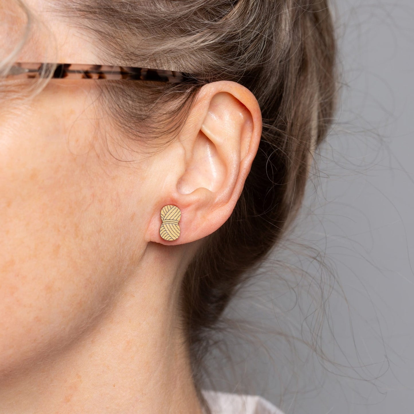 Ball of Yarn Wooden Earrings - Creative Gift