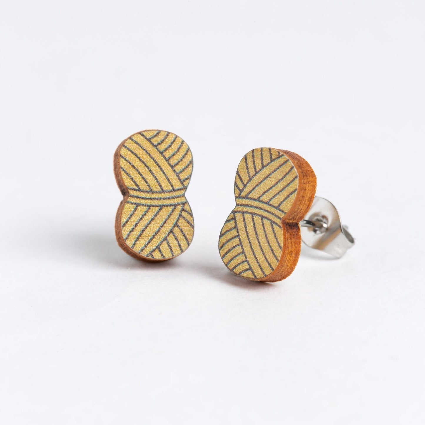 Ball of Yarn Wooden Earrings - Creative Gift