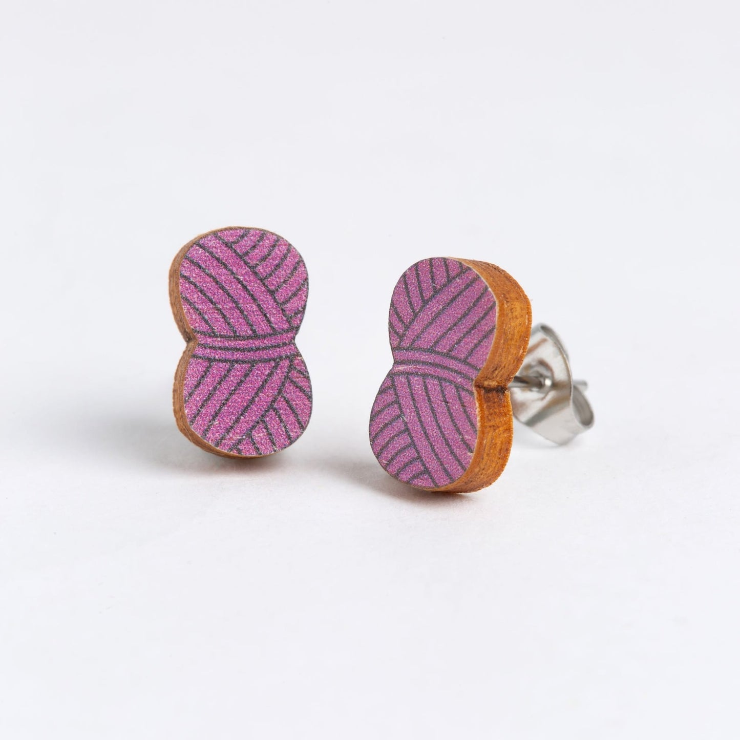 Ball of Yarn Wooden Earrings - Creative Gift