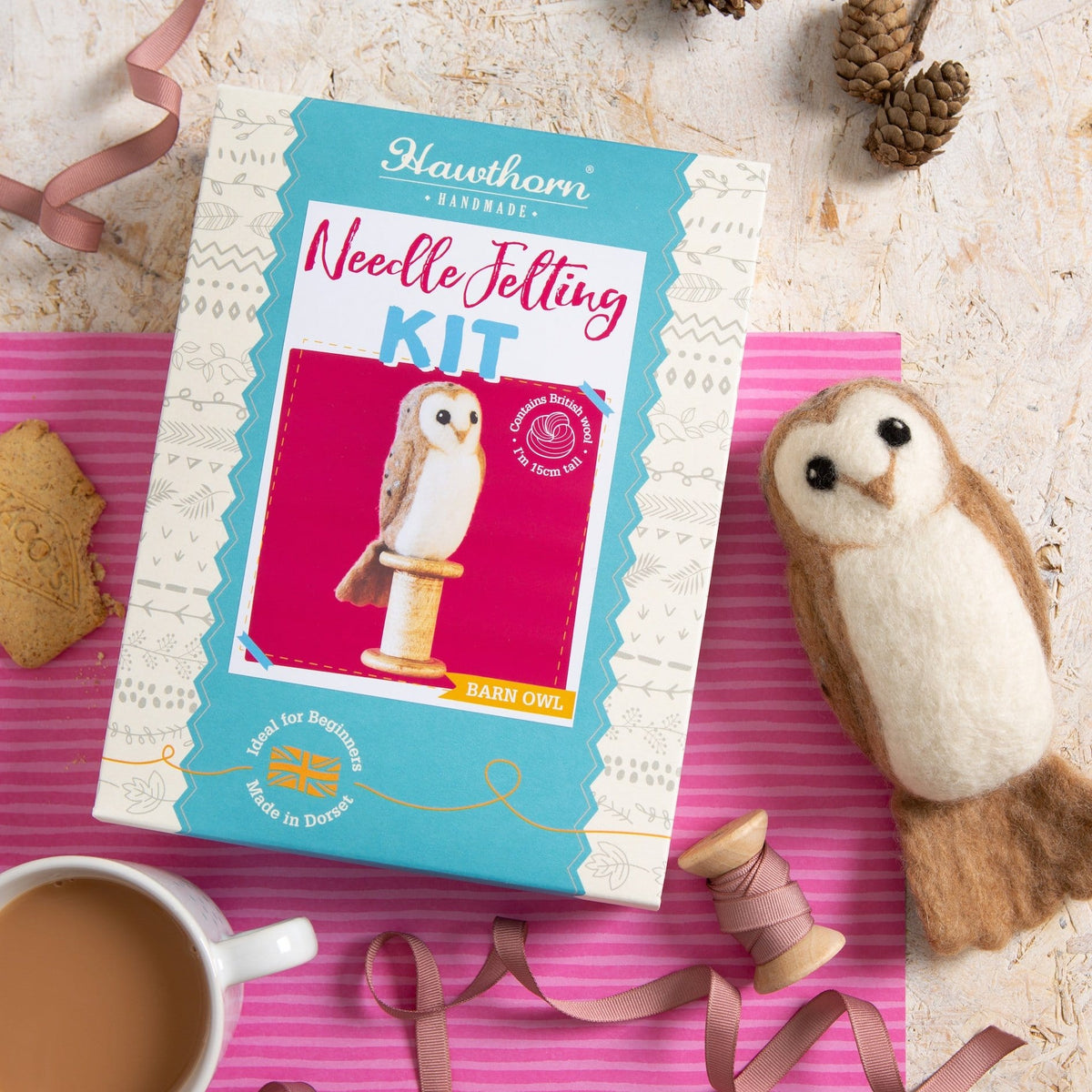 Barn Owl Bird Needle Felting Kit for Beginners