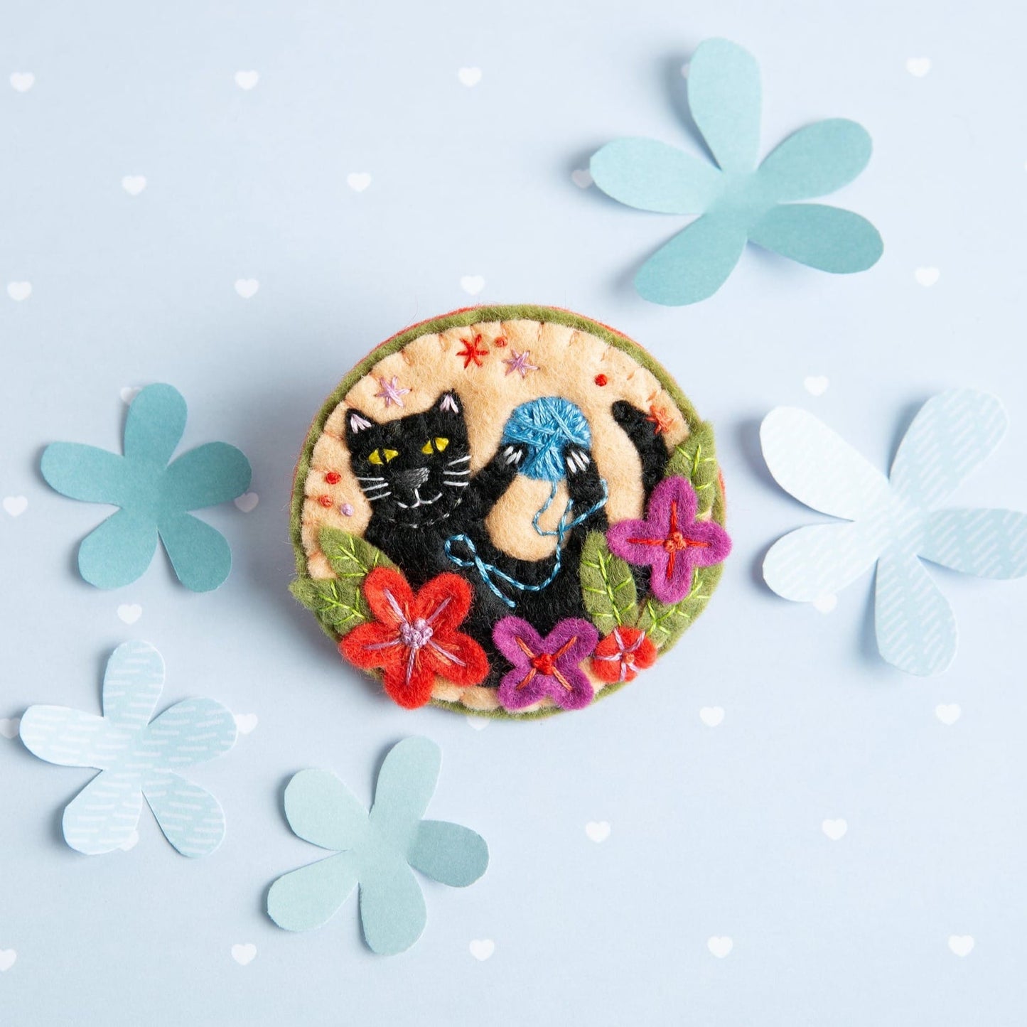 Black Cat Felt Craft Brooch Kit for Beginners