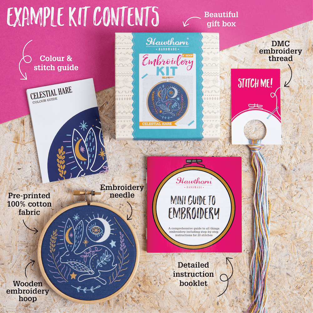 Celestial Deer Mini Embroidery Kit for Beginners