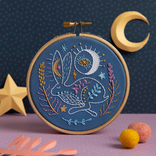 Celestial Hare Mini Embroidery Kit for Beginners