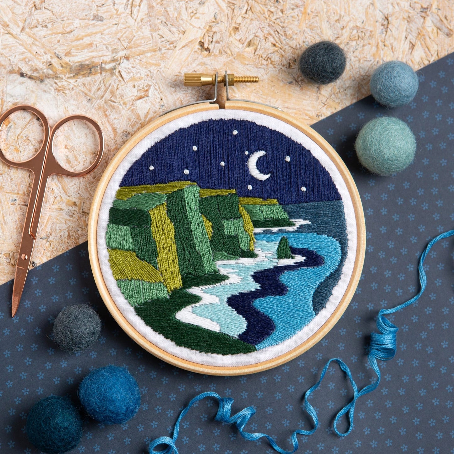 Celtic Cliffs Landscape Mini Embroidery Kit for Beginners