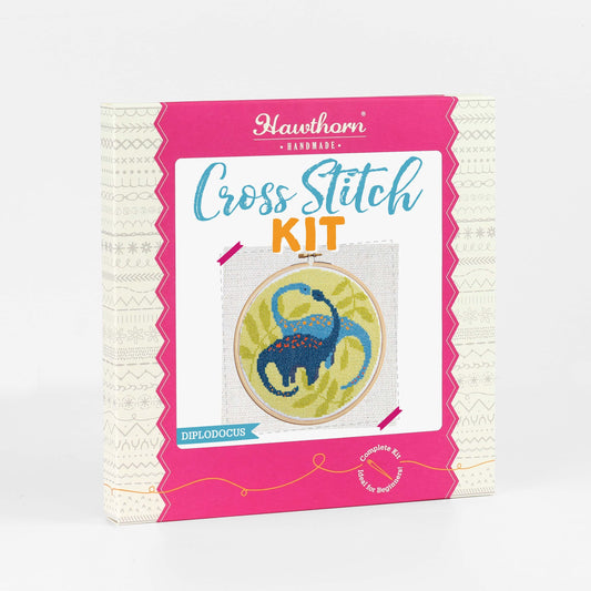 Diplodocus Dinosaur Cross Stitch Kit for Beginners