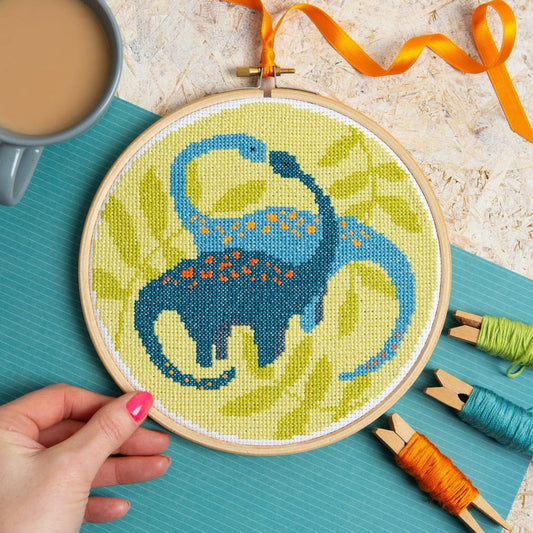 Diplodocus Dinosaur Cross Stitch Kit for Beginners