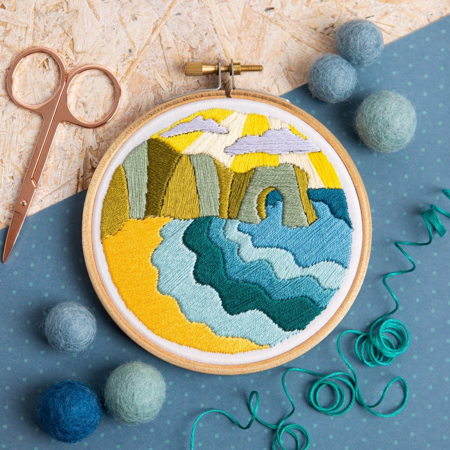 Dorset Days Landscape Mini Embroidery Kit for Beginners