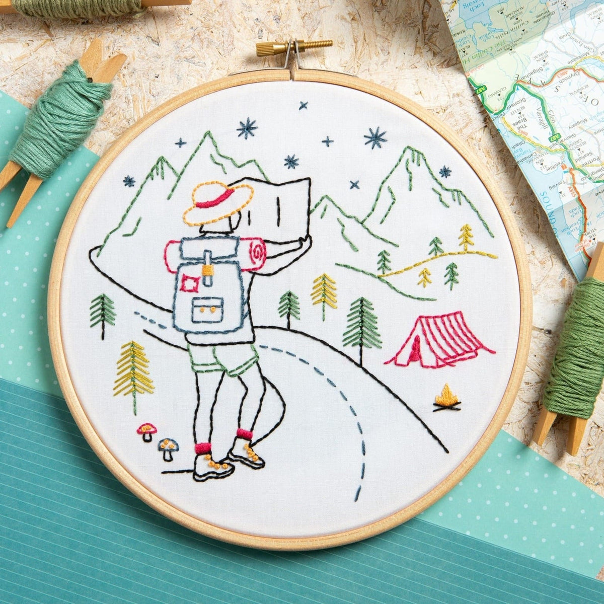 Explore - Hiking Embroidery Kit for Beginners