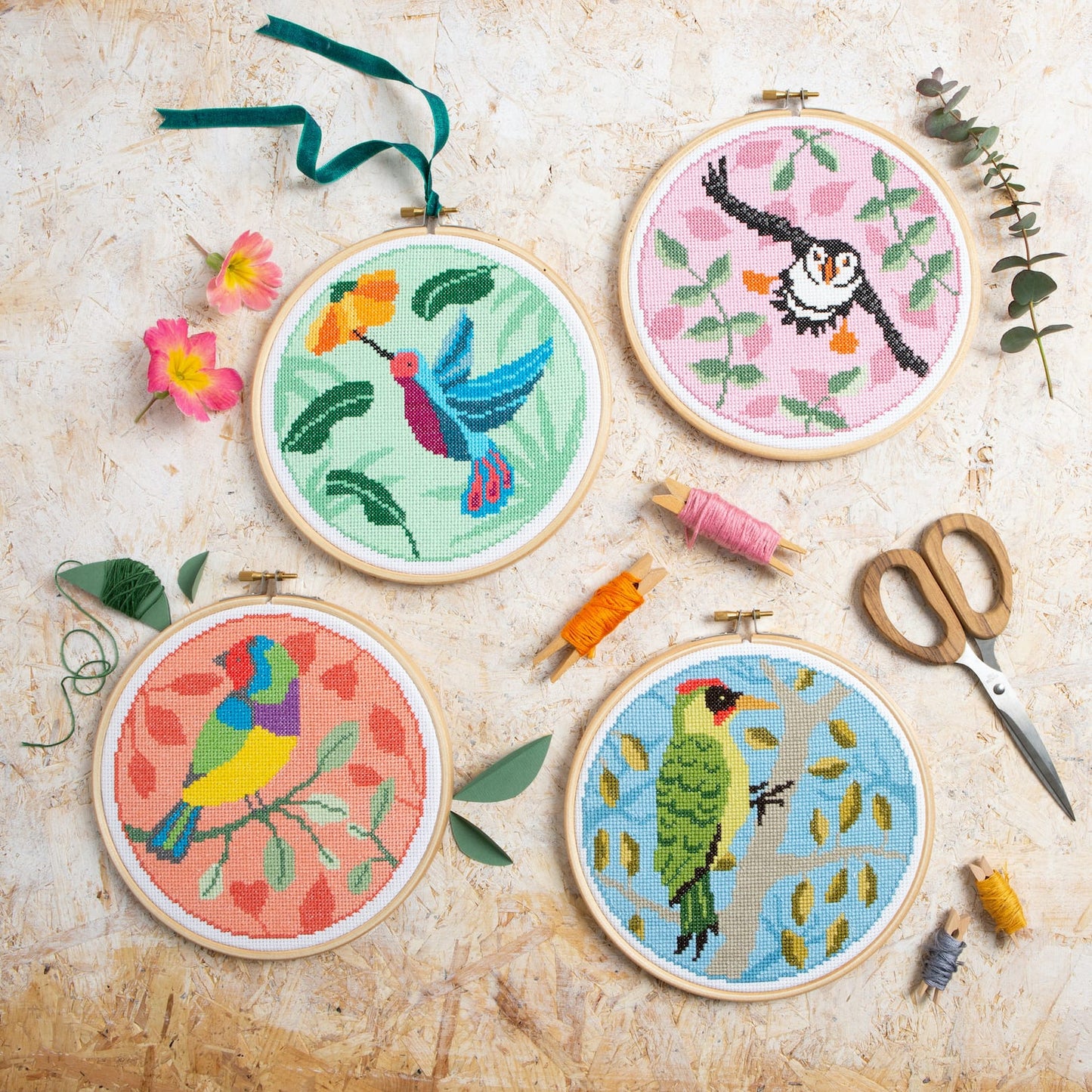 Flamingo Cross Stitch Kit for Beginners