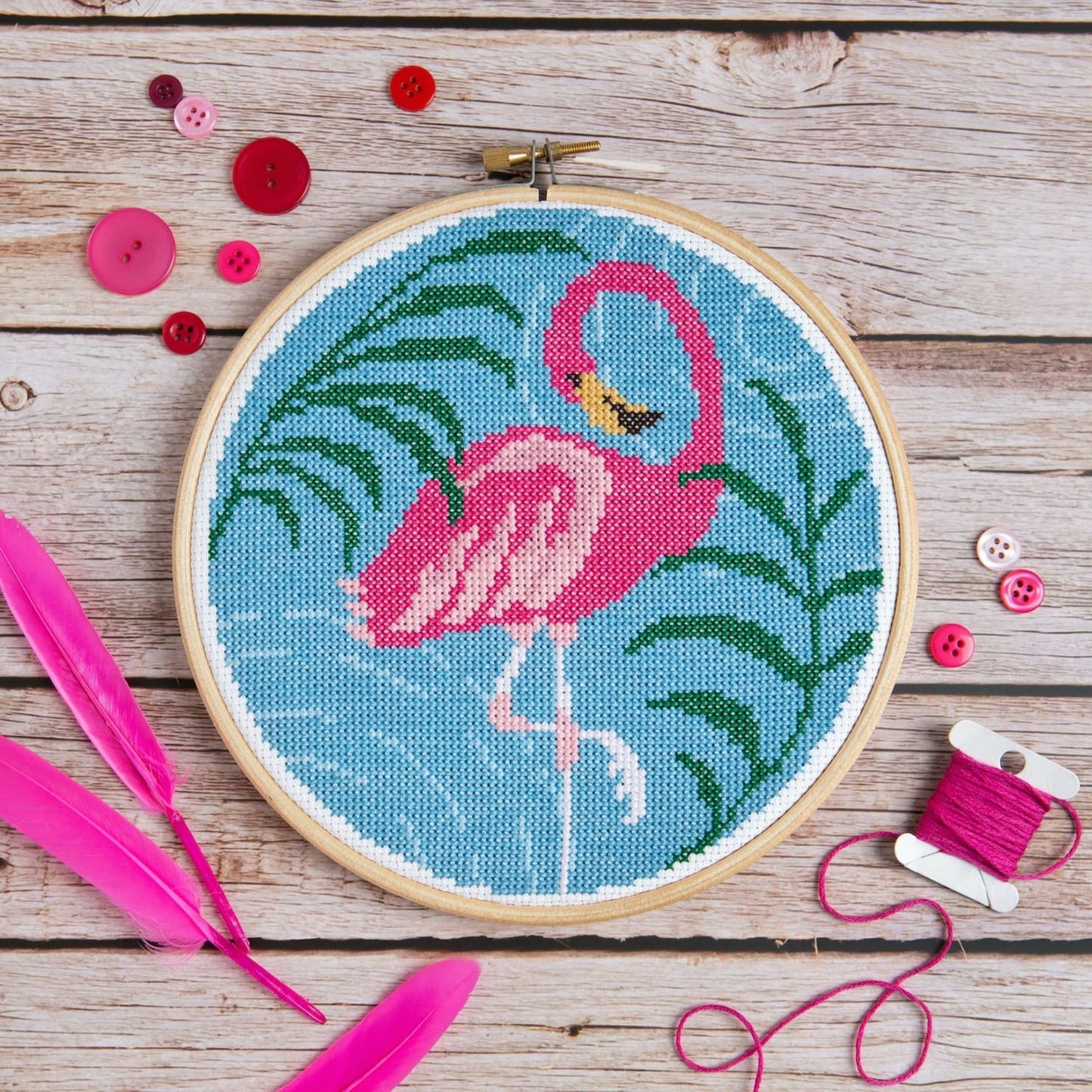 Flamingo Cross Stitch Kit for Beginners