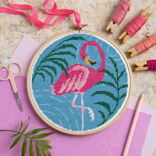 Flamingo Cross Stitch Kit for Beginners