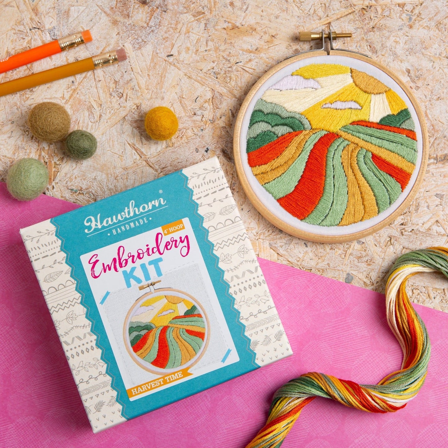 Harvest Time Landscape Mini Embroidery Kit for Beginners