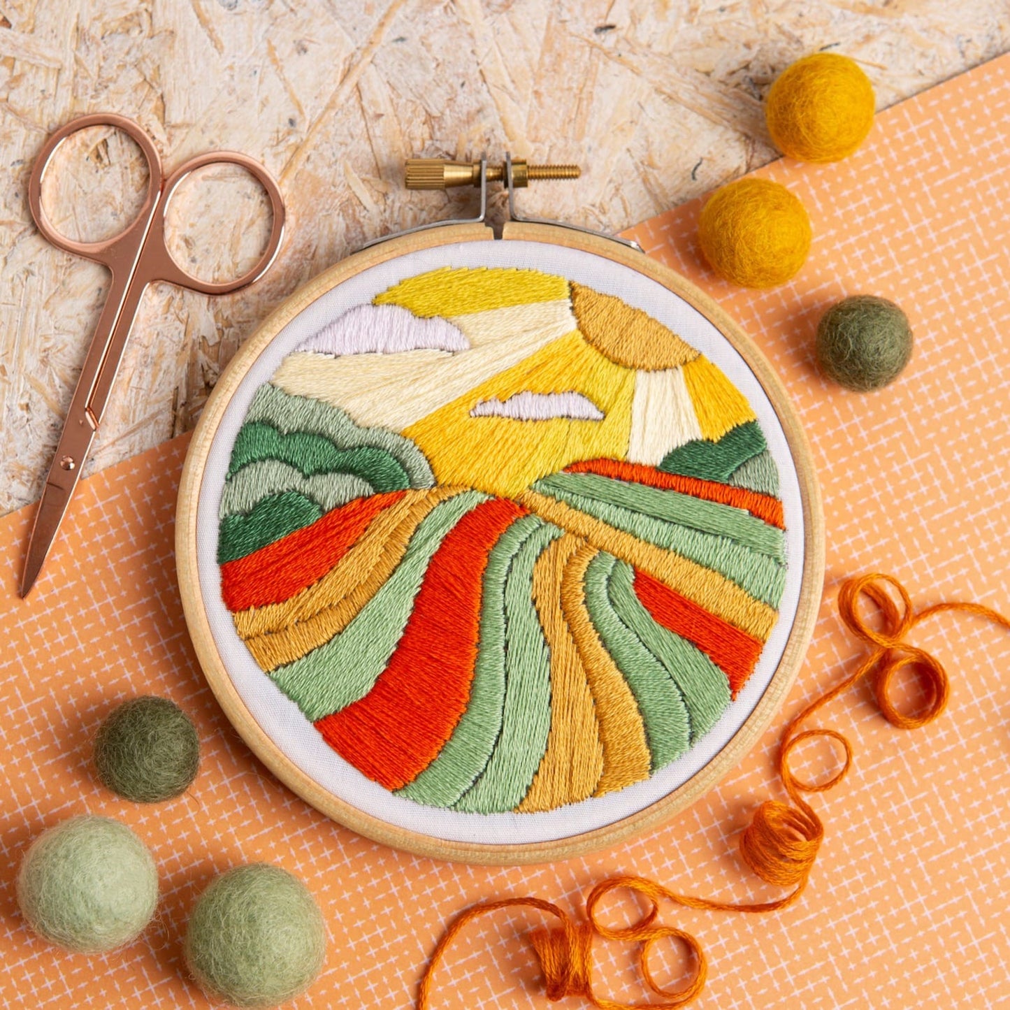 Harvest Time Landscape Mini Embroidery Kit for Beginners