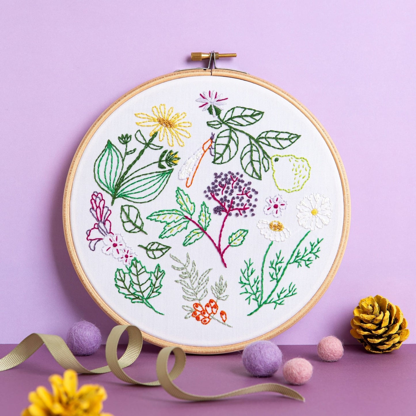 Herbarium Botanical Embroidery Kit for Beginners