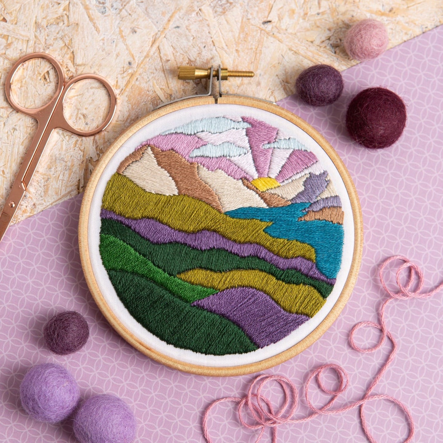 Highland Hike Landscape Mini Embroidery Kit for Beginners