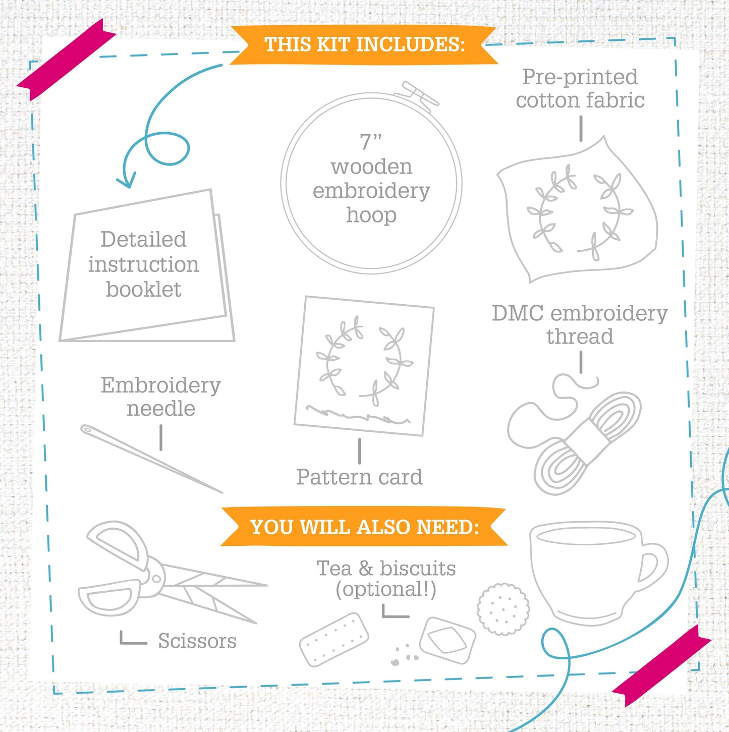 Off-Piste - Skiing and Snowboarding Embroidery Kit for Beginners