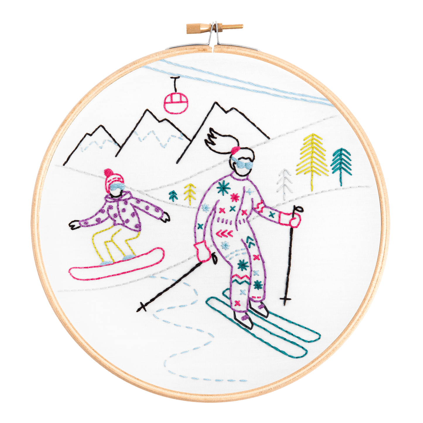 Off-Piste - Skiing and Snowboarding Embroidery Kit for Beginners