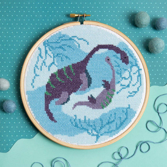 Plesiosaurus Dinosaur Cross Stitch Kit for Beginners