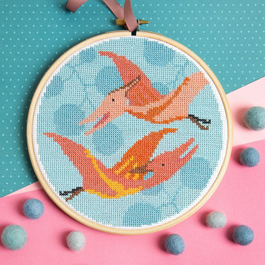 Pterodactyl Dinosaur Cross Stitch Kit for Beginners