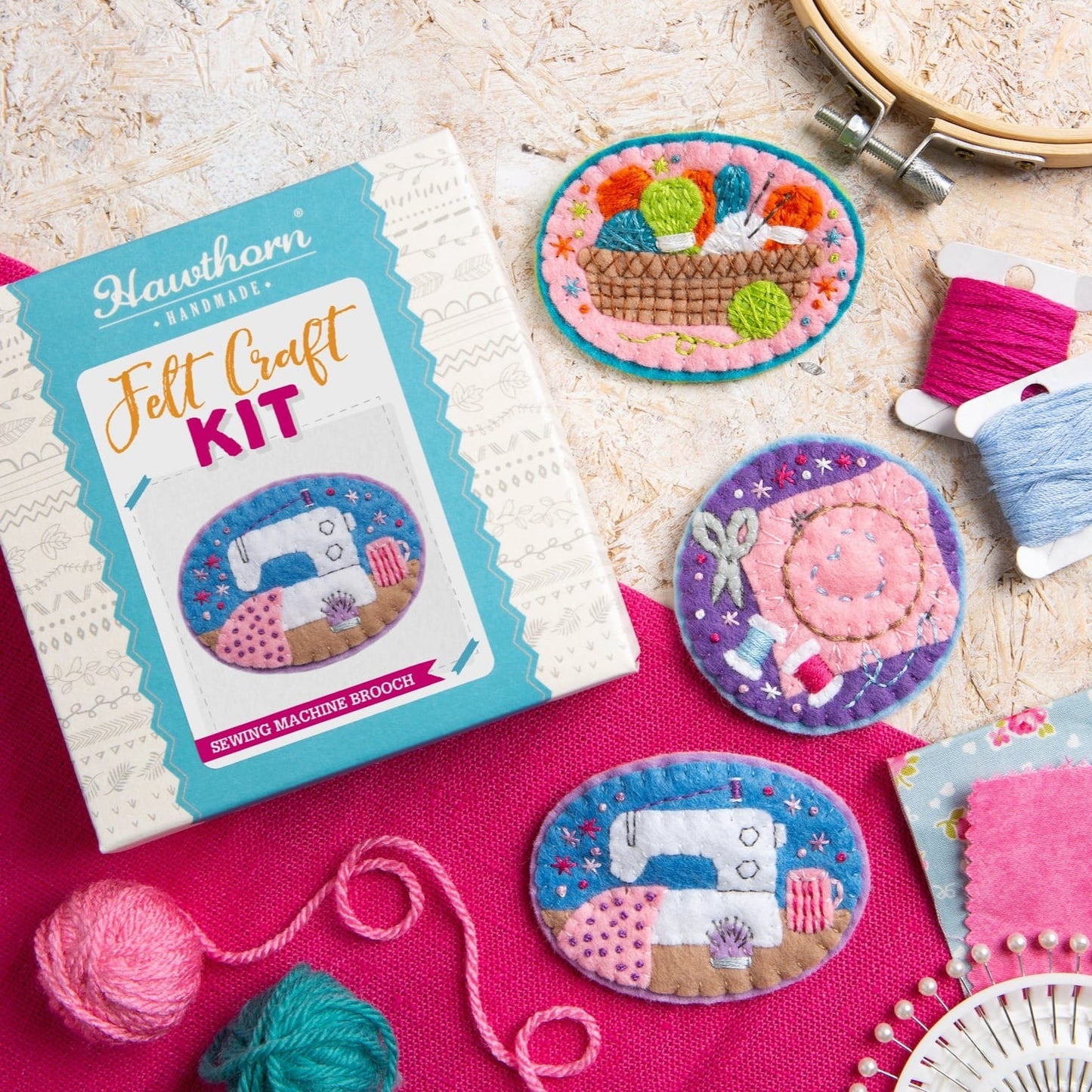 Sewing Machine Felt Craft Brooch Kit for Beginners
