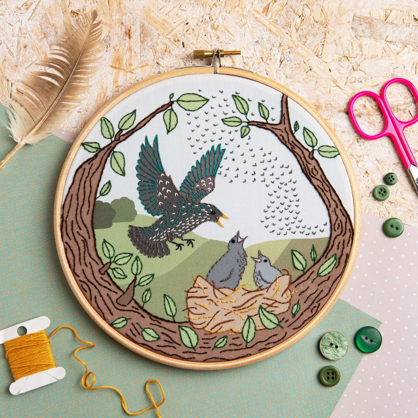 Starling Song Embroidery Kit for Beginners
