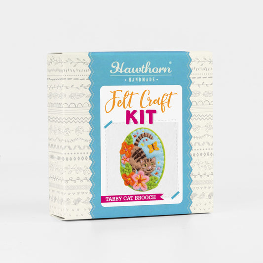 Tabby Cat Felt Craft Brooch Kit for Beginners