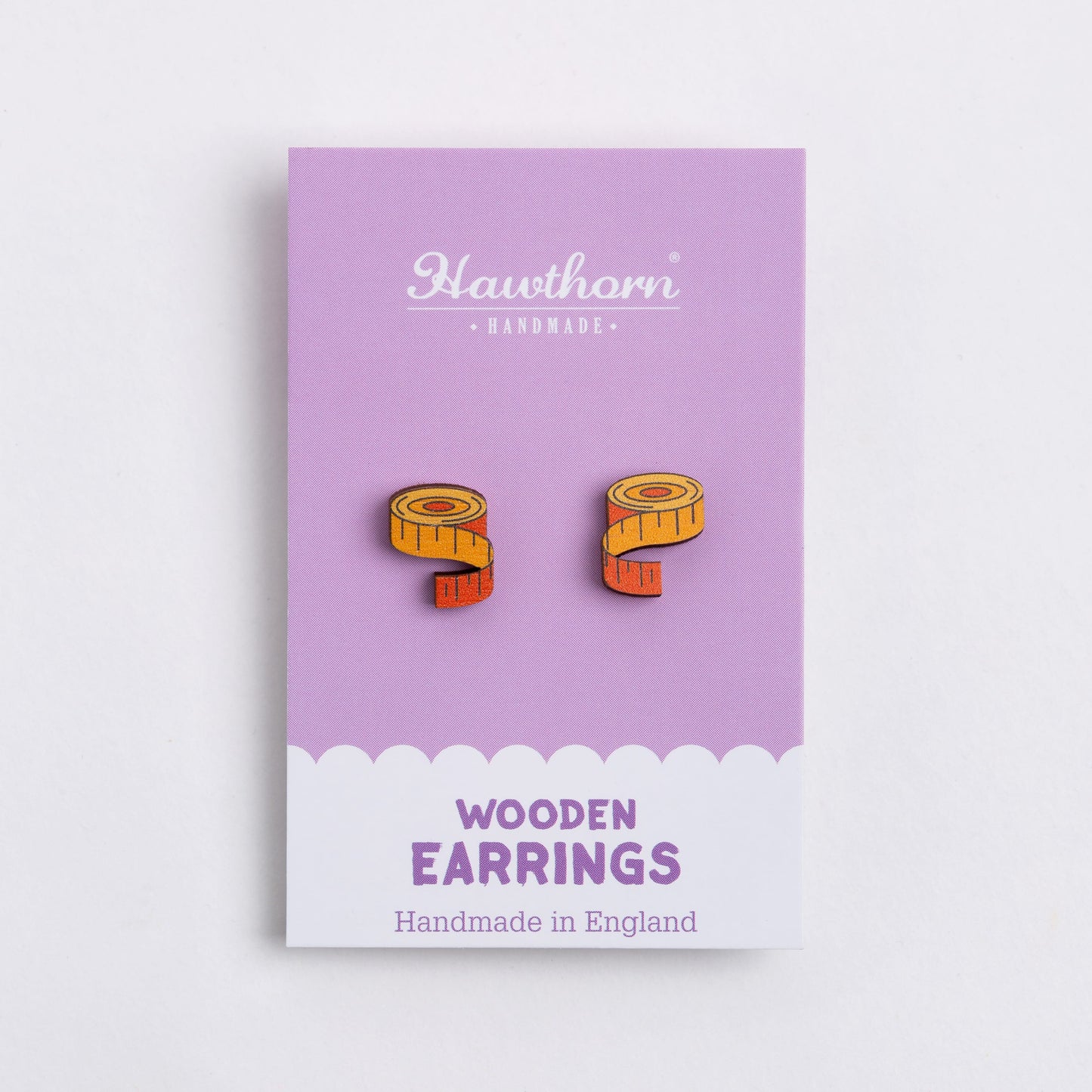 Tape Measure Wooden Earrings  - Sewing Gift
