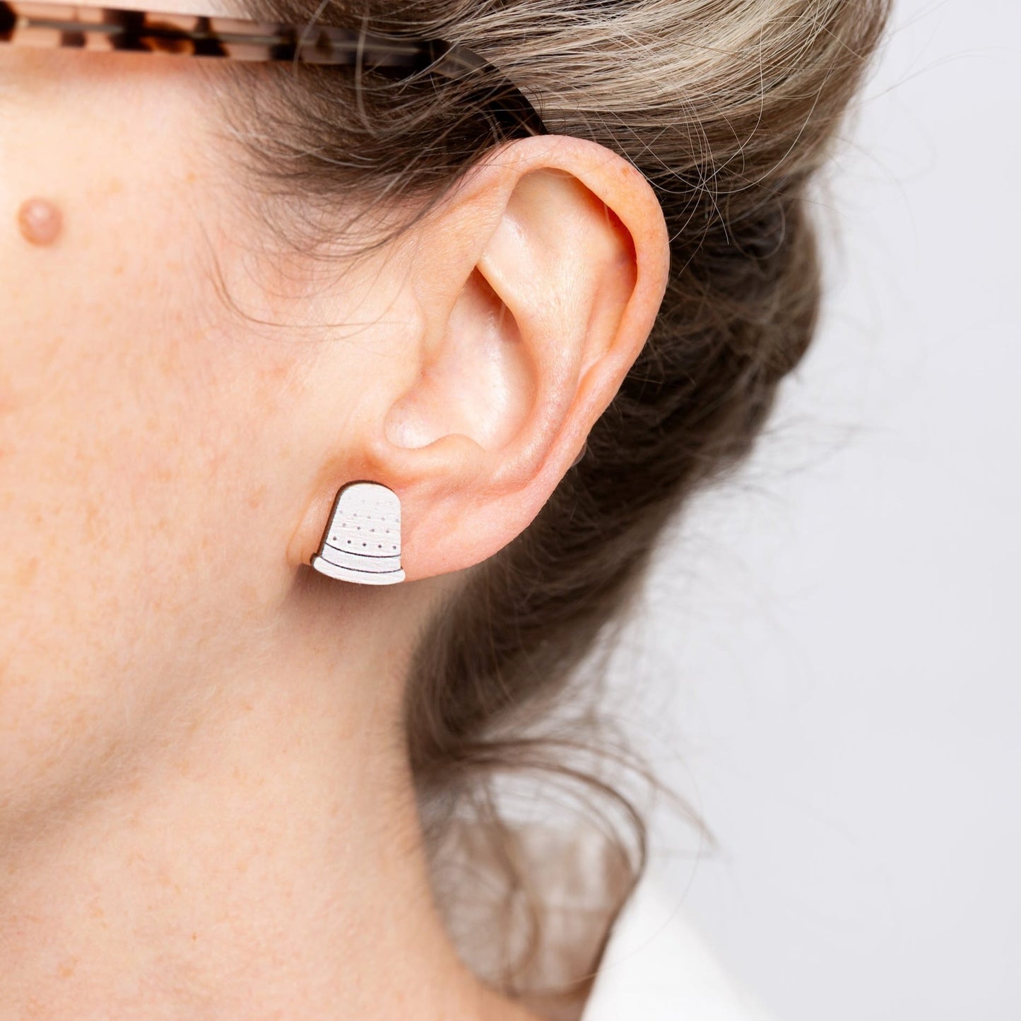 Thimble Wooden Earrings  - Sewing Gift
