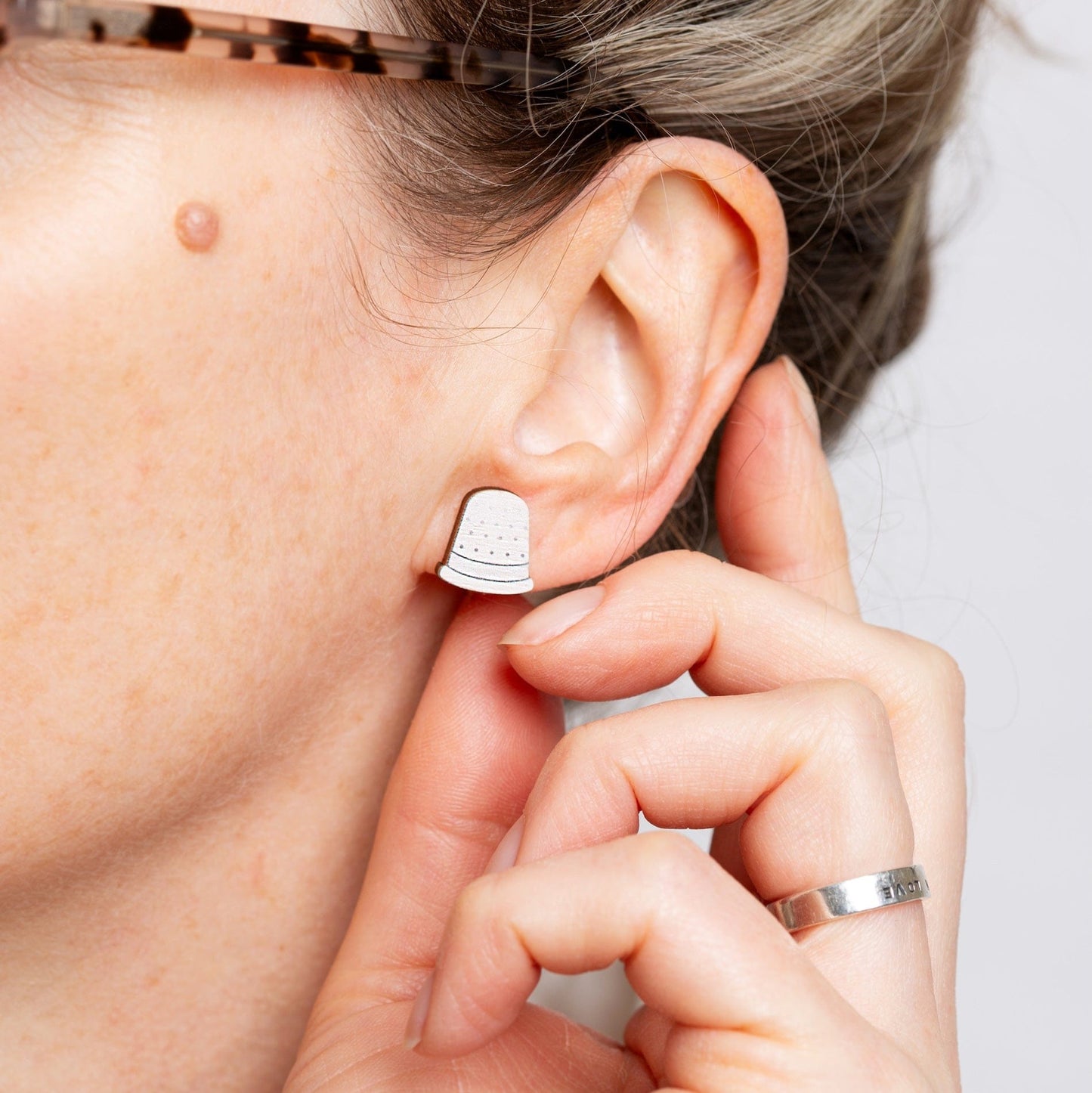 Thimble Wooden Earrings  - Sewing Gift