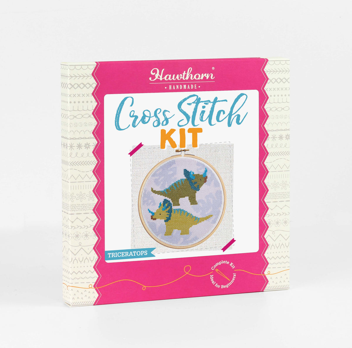 Triceratops Dinosaur Cross Stitch Kit for Beginners
