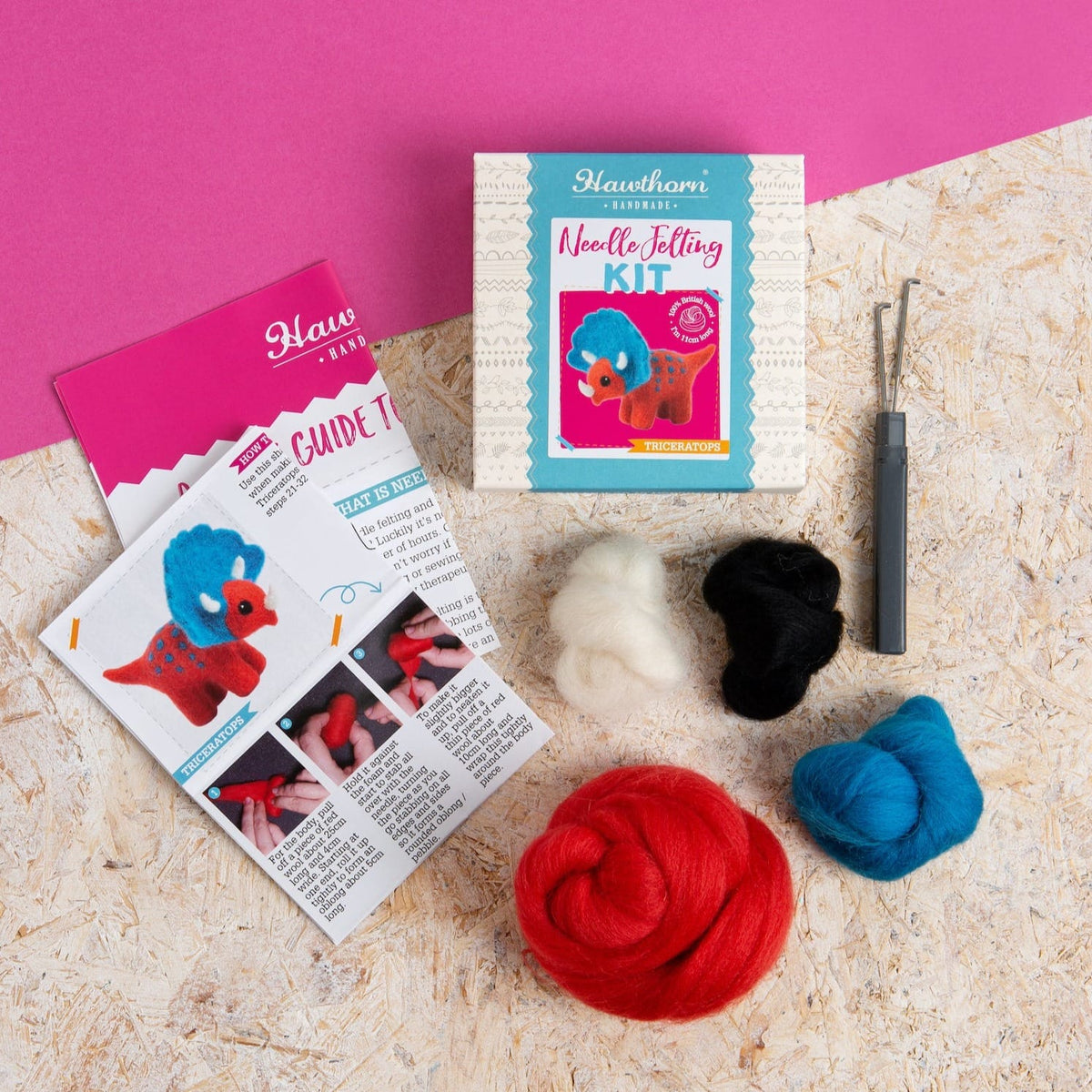 Triceratops Dinosaur Needle Felting Kit for Beginners