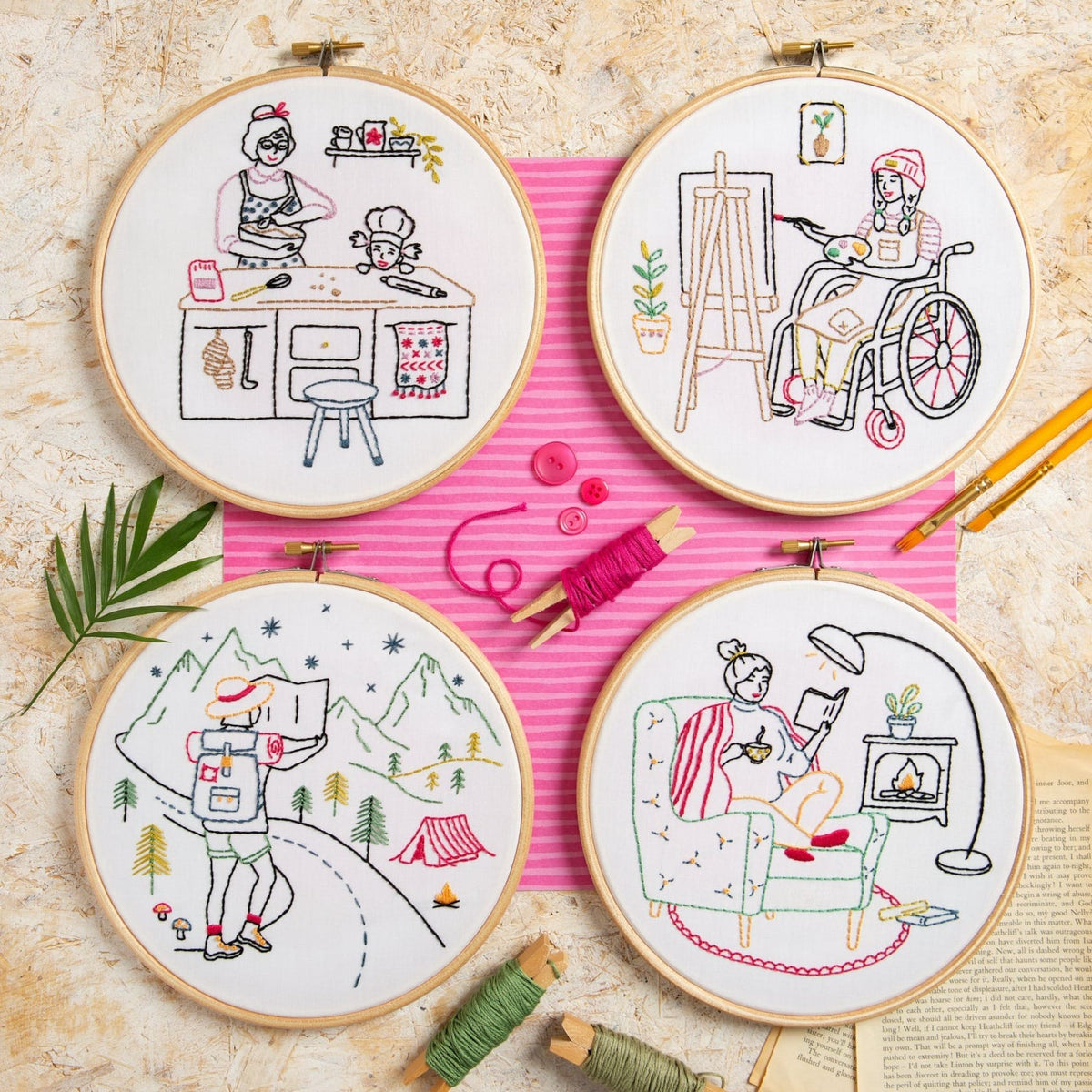 Unwind - Booklover Embroidery Kit for Beginners
