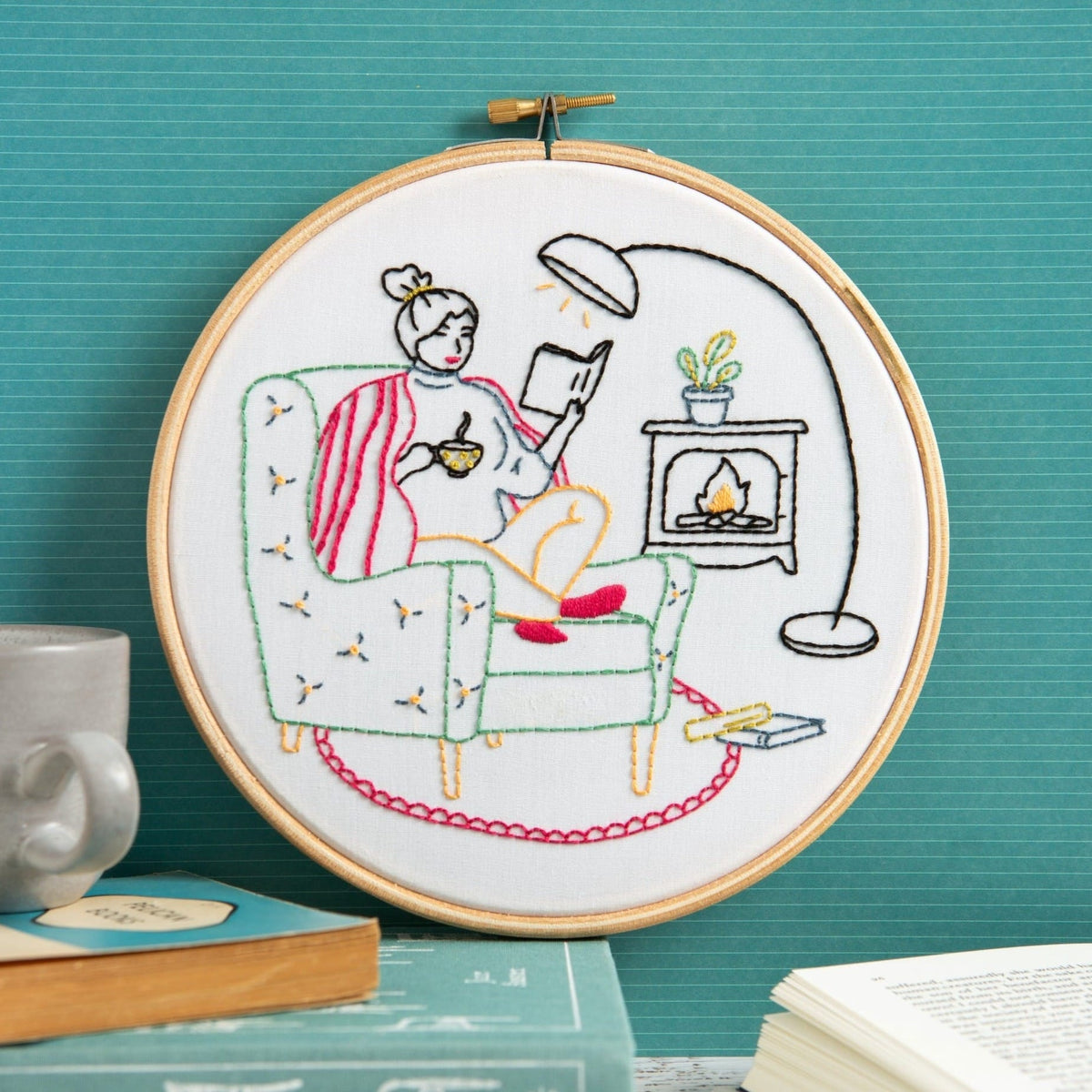 Unwind - Booklover Embroidery Kit for Beginners