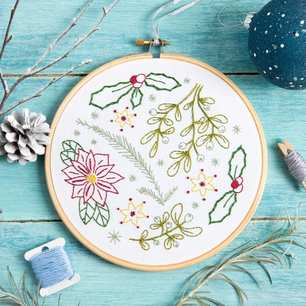 Winter Walk Christmas Embroidery Kit for Beginners