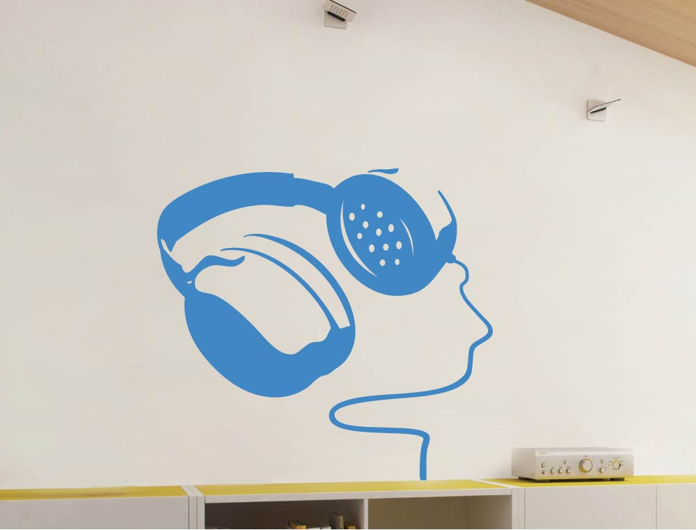 Headphones Wall Sticker – Music Lover Vinyl Decal