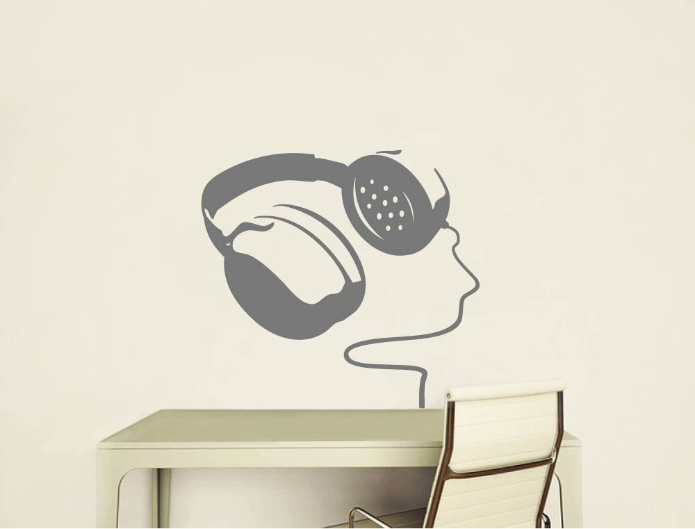 Headphones Wall Sticker – Music Lover Vinyl Decal