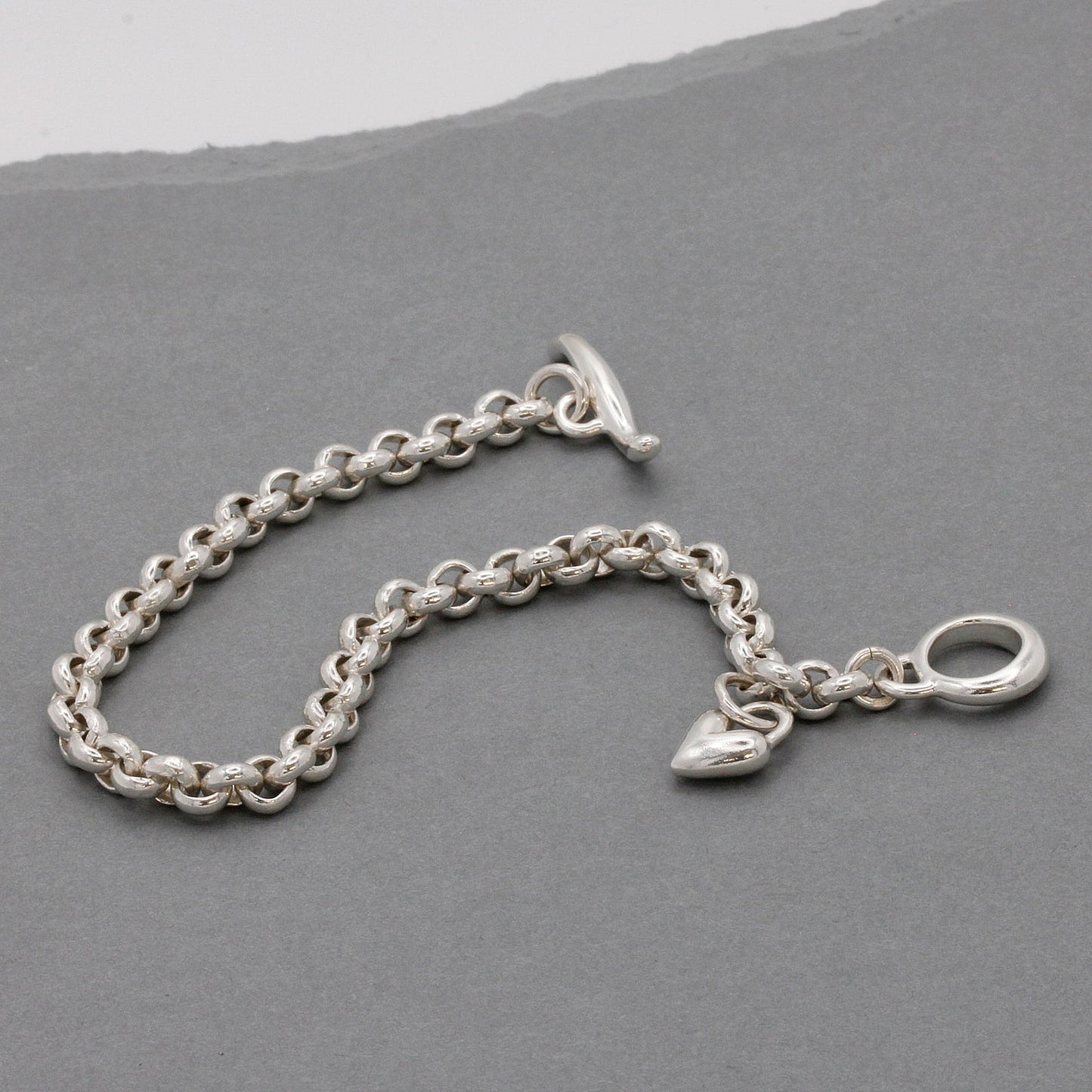 Heart Belcher Chain Charm Bracelet