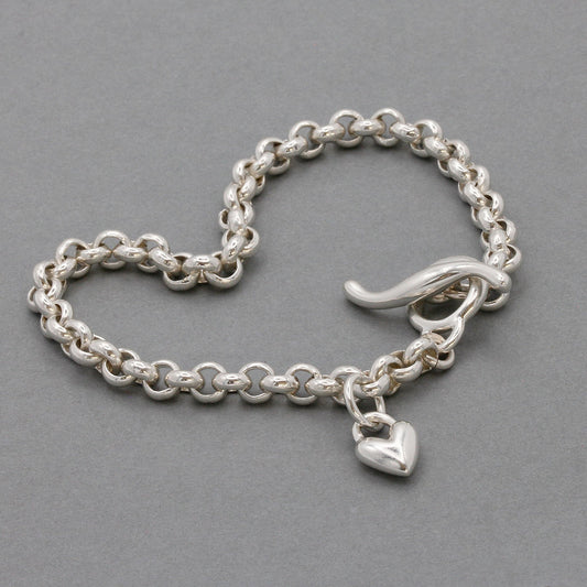 Heart Belcher Chain Charm Bracelet