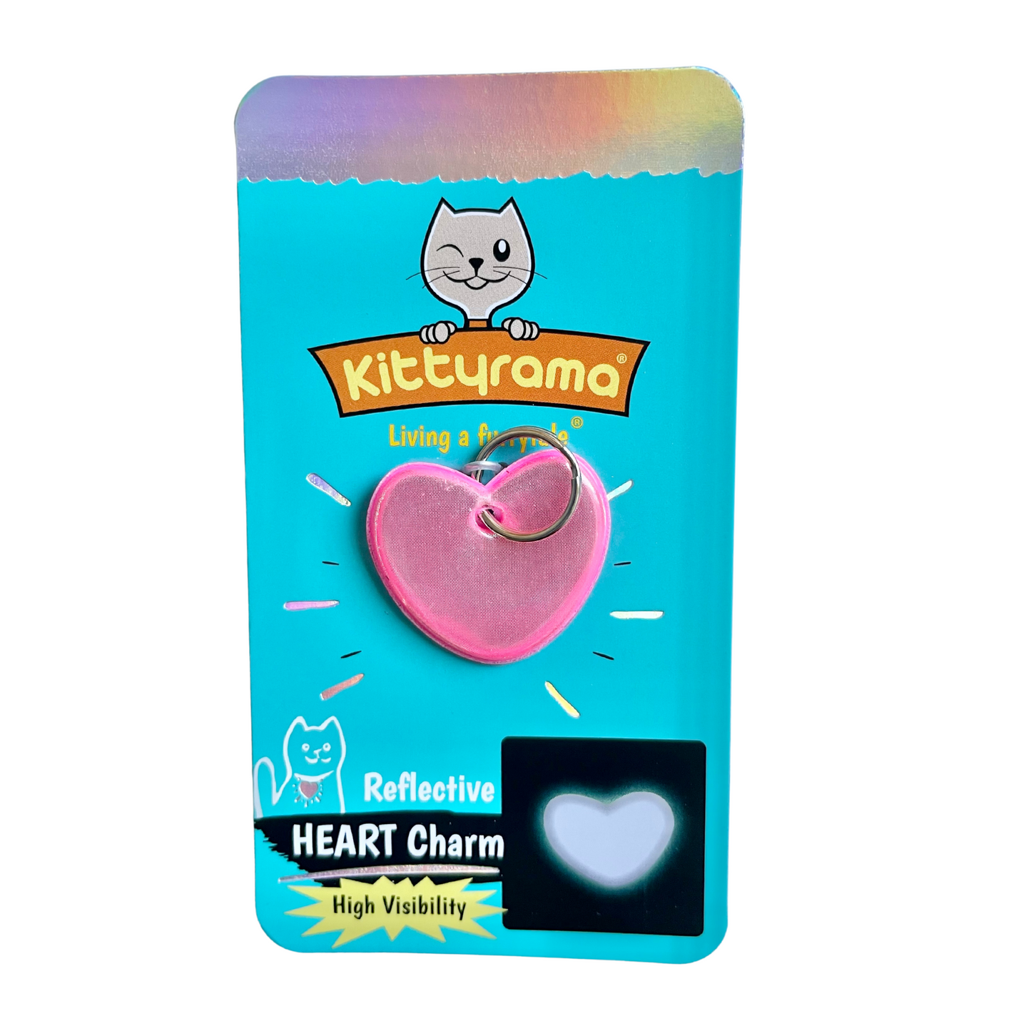KITTYRAMA HEART CAT CHARM – Reflective, Safe, High Visibility