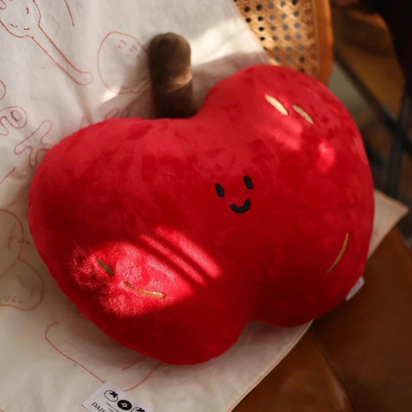 Daily White | Heart Apple Plush Pillow