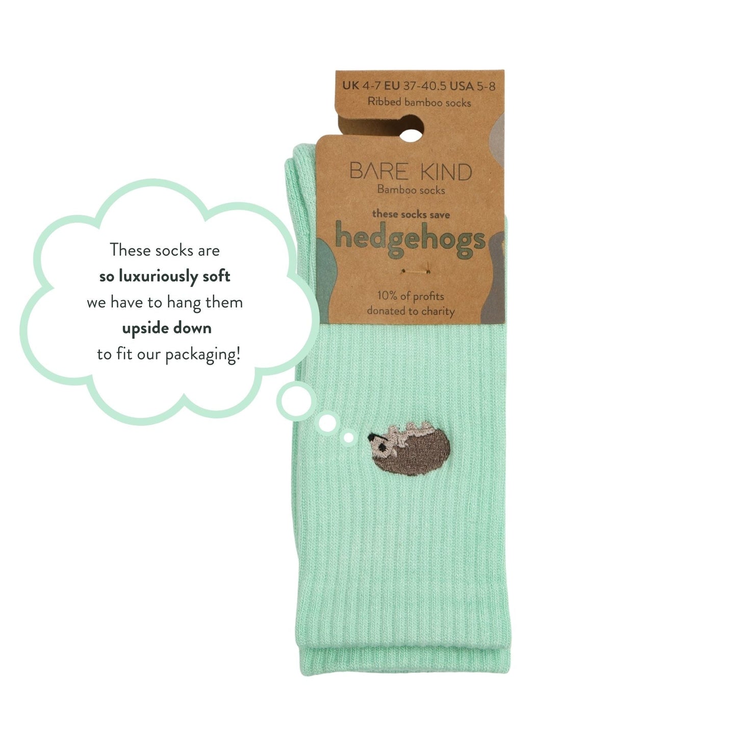 Save the Hedgehog Ribbed Bamboo Socks