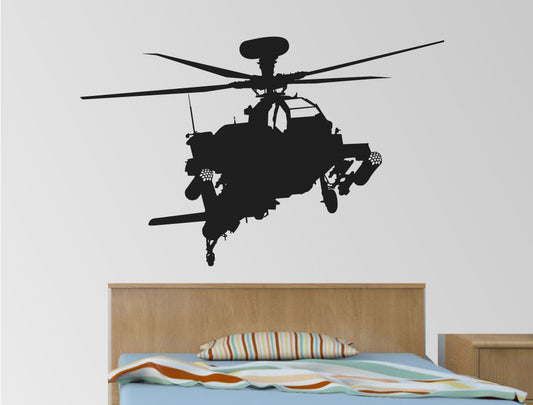 Apache Helicopter Wall Sticker – Military Aircraft Wall Art for Boys Bedroom