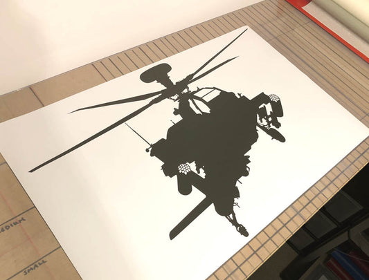Apache Helicopter Wall Sticker – Military Aircraft Wall Art for Boys Bedroom