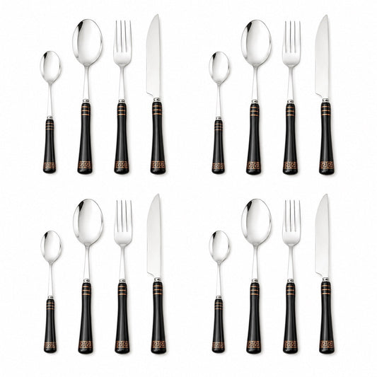 Heritage Gold 16-Piece Cutlery Set – Black